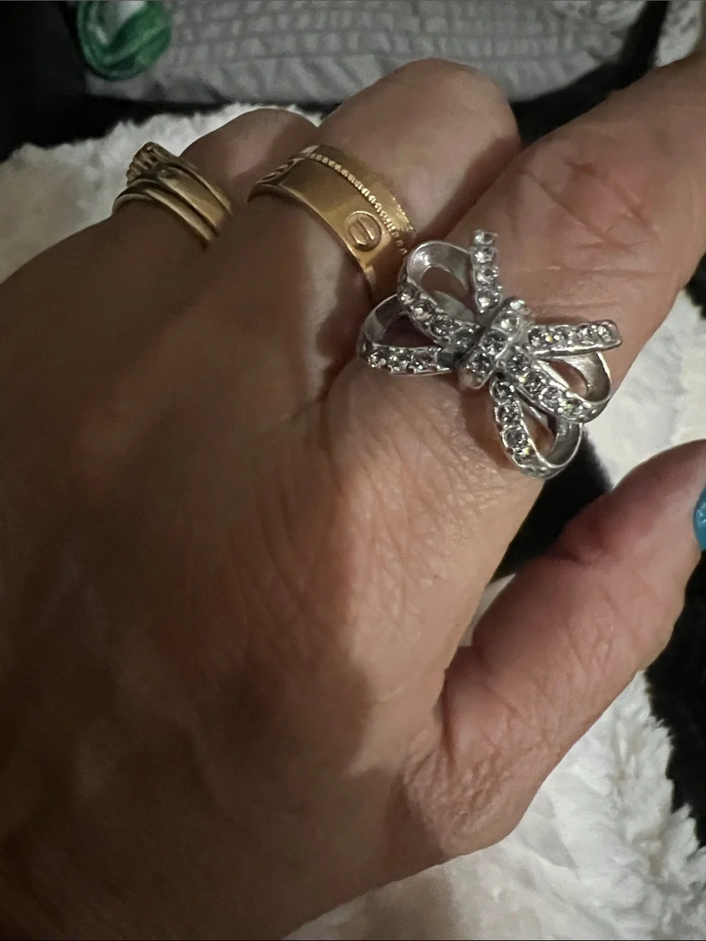 Brighton Silver Bow Ring, purse, necklace .with Clear Rhinestones